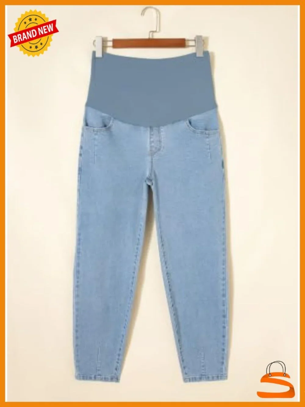 Over The Belly Straight Leg Maternity Jeans with Pockets